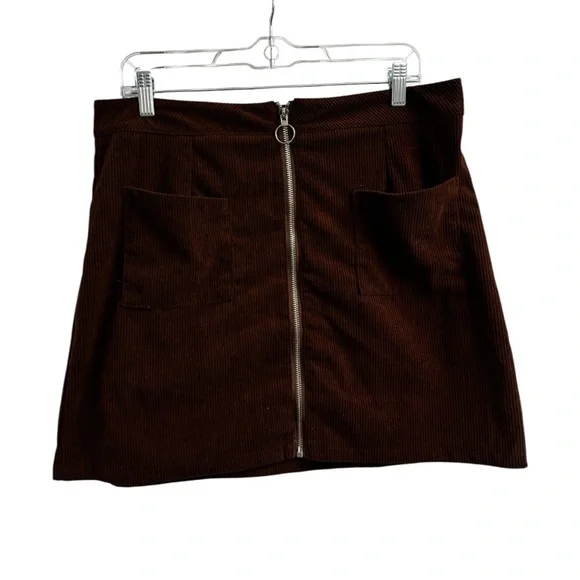 Brown Corduroy Pencil Skirt - Picture 2 of 7